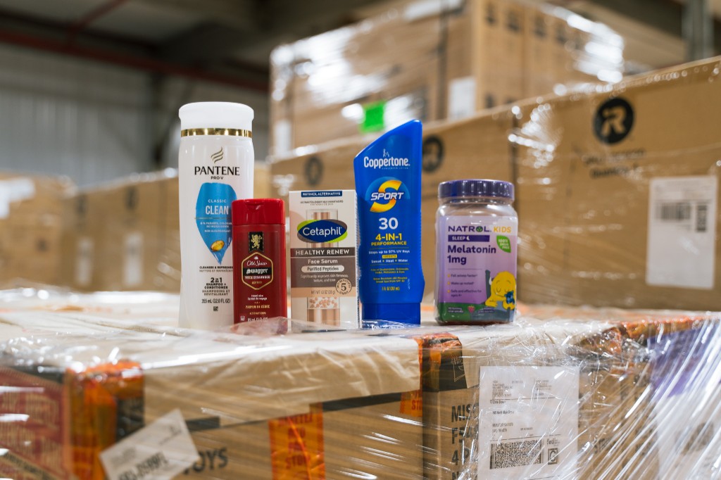 Consumer products staged on pallets for fulfillment